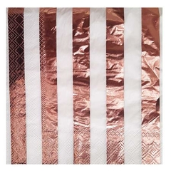 Servilleta blanca rayas metalizadas gold rosé x20 unidades - comprar online