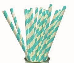 Sorbete rayas blancas y verde pastel x20 unidades