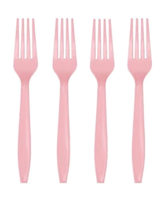 Tenedor de plástico descartables x10 unidades (del mismo color). Rosa y celeste pastel, cristal o blanco - comprar online