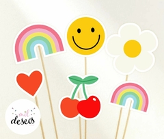 Set toppers x9 unidades carita/cereza