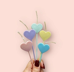 Set vela corazón pastel x5 unidades