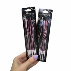 Vela metalizada con ondas rosa metal x6 unidades