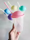 Vaso milkshake GLITTER con sorbete 330cc (ideal para sorpresitas, 5 opciones de color para elegir)