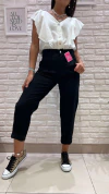 PANTALÓN SLOUCHY NEGRO- GABARDINA ELASTIZADA (TALLES 36 AL 44)