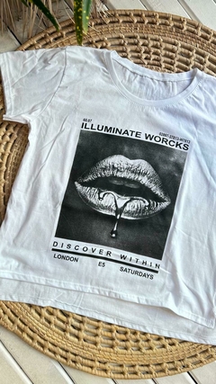 REMERAS DE ALGODON ESTAMPADAS- COLOR BLANCO (11 MODELOS / TALLE ÚNICO) en internet