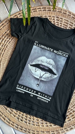 REMERAS DE ALGODON ESTAMPADAS- COLOR NEGRO (10 MODELOS / TALLE ÚNICO) - comprar online