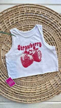 MUSCULOSA CROP TOP STRAWBERRY- ALGODÓN (11 COLORES / TALLE ÚNICO) - comprar online