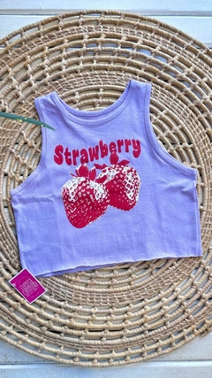 MUSCULOSA CROP TOP STRAWBERRY- ALGODÓN (11 COLORES / TALLE ÚNICO) - tienda online