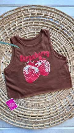 MUSCULOSA CROP TOP STRAWBERRY- ALGODÓN (11 COLORES / TALLE ÚNICO) - Cuenta Conmigo Santa Fe