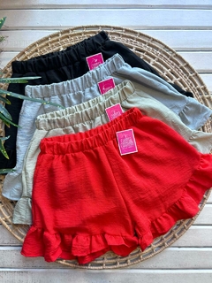 SHORT DE LINO CON VOLADITOS (4 COLORES / TALLE ÚNICO)
