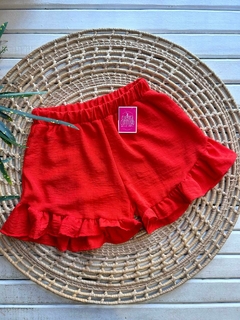 SHORT DE LINO CON VOLADITOS (4 COLORES / TALLE ÚNICO) - comprar online