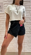 SHORT POLLERA NEGRA C/ COSTURA BLANCA- ELASTIZADA (TALLES 36 AL 42)
