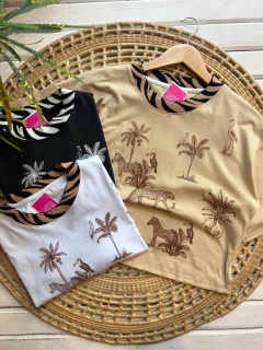 REMERA BOXY CUELLO TEJIDO- ALGODÓN (6 ESTAMPAS / TALLE ÚNICO)