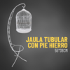 jaula tubular con pie de hierro forjado blanca