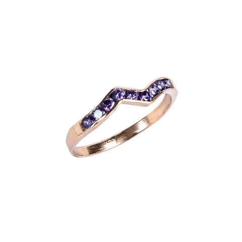 Anillo de Oro Mujer Con Piedras Zigzag (1014D) - tienda online