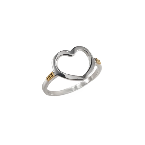 Anillo de Plata y Oro - Corazón (1036C)