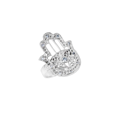 Anillo de Plata Con Piedras - Mano de Fátima (1615P)
