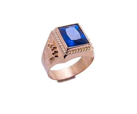 Anillo de Oro Hombre Con Piedra Cuadrada - Sello (A822D) - comprar online