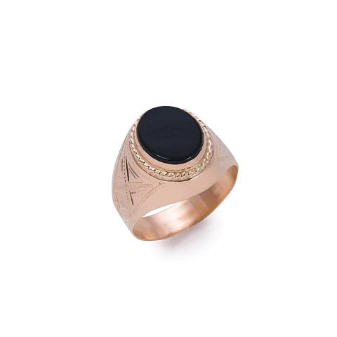 Anillo de Oro Hombre Con Piedra Oval - Sello (A840D)