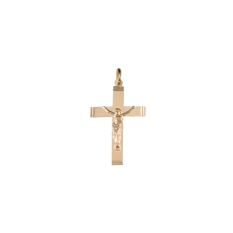 Imagen de Colgante de Oro Cruz con Cristo puntas facetadas (M305D)