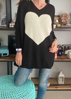 Maxisweater corazon negro - comprar online