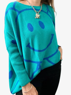 Maxisweater Smile Aqua - comprar online