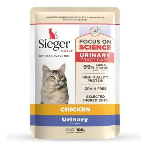SIEGER ALIMENTO HUMEDO POUCH GATO URINARY ( POLLO ) 100GRS - comprar online