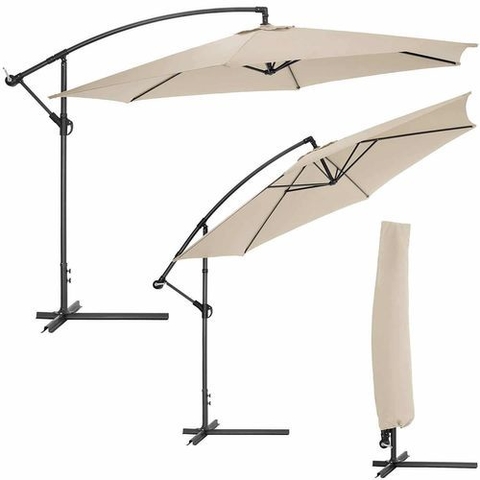 Sombrilla parasol de jardin aluminio tela polyester d:300cm base lateral