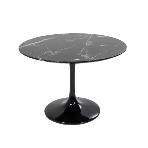 Mesa redonda TULIP MARBLE base central 120cm negra