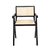 Silla de madera negra JEANNERET con esterilla rattan