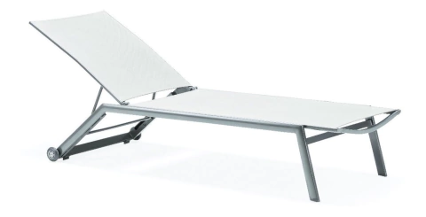 Reposera Loma Aluminio Color Aluminio con Textilene Blanco