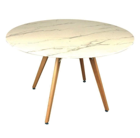 Mesa redonda TULIP MARBLE base madera 1,20 m.