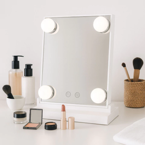 Espejo para maquillaje con 4 foquitos led