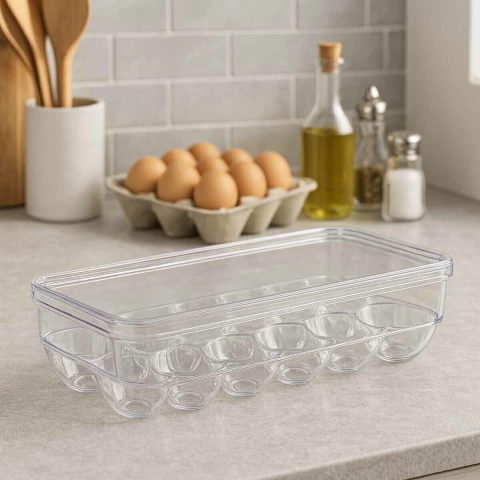 Huevera de acrílico con tapa