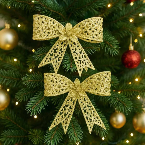 Set x2 moños con glitter