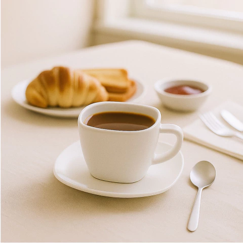 Set x6 tazas Lisboa con plato blancas