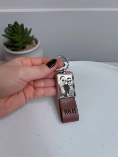 Chaveiro com Couro Personalizado Níquel