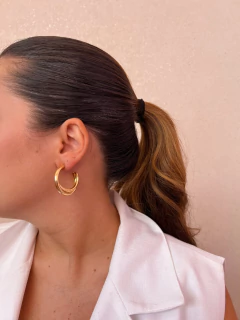 Brinco Argola Dois Tubos Grande