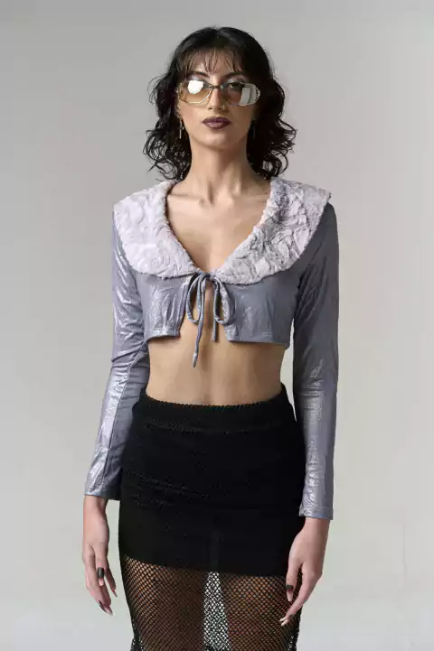 CROP TOP 2000s PLATEADO