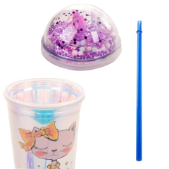Copo Térmico Led Gatos c/ Tampa e Canudo - 450ml - comprar online