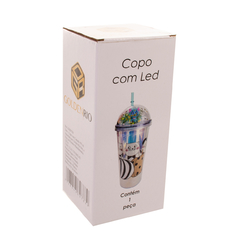 Copo Térmico Led Gatos c/ Tampa e Canudo - 450ml