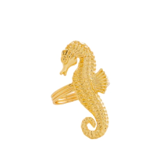 Conjunto 04 Anéis para Guardanapo - Cavalo Marinho Dourado - loja online