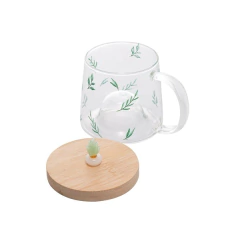 Caneca Suculenta com Pires Tampa em Bambu - 350ml na internet