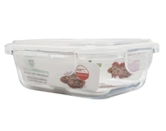 Pote de Vidro Retangular 640ml com Tampa Plástica - Bono