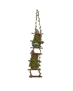 Casal Coelhos de Palha Subindo Escada - 55cm - comprar online