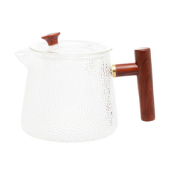 Chaleira de Vidro Borossilicato Martelado com Alça de Bambu - 750ml - comprar online