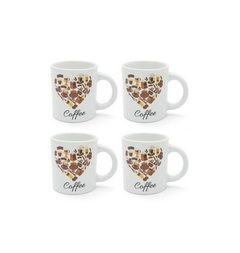 Cj. 4 Mini Canecas Coração Coffee - 85ml