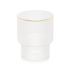 Cj. 2 Copos Baixos de Cristal com Borda Dourada Lines - 220ml - Design Gallery Santos 