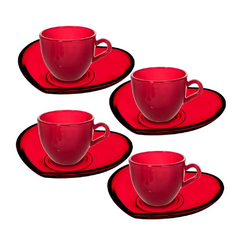 Conjunto Heart 04 Xícaras com Pires