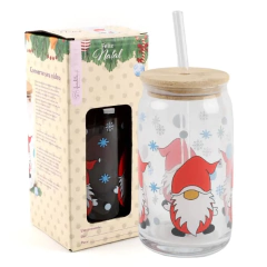 Copo Natalino com Canudo - 500ml + 01 Sacola de Presente - Design Gallery Santos 